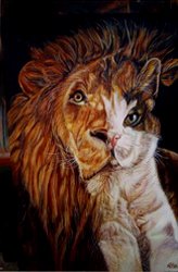 Two in one, Lion and cat