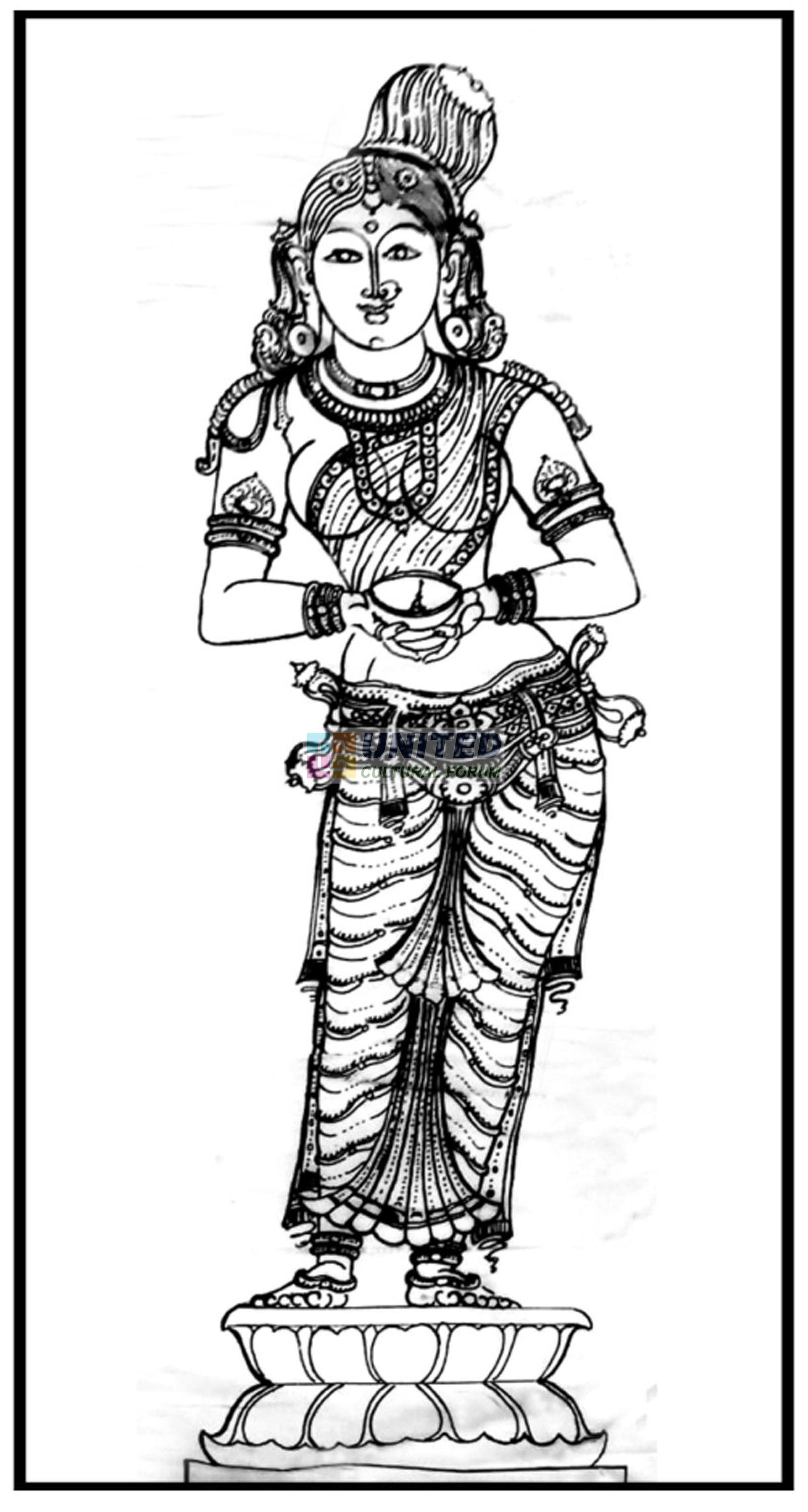 Divine Deepalakshmi – Traditional Line Art