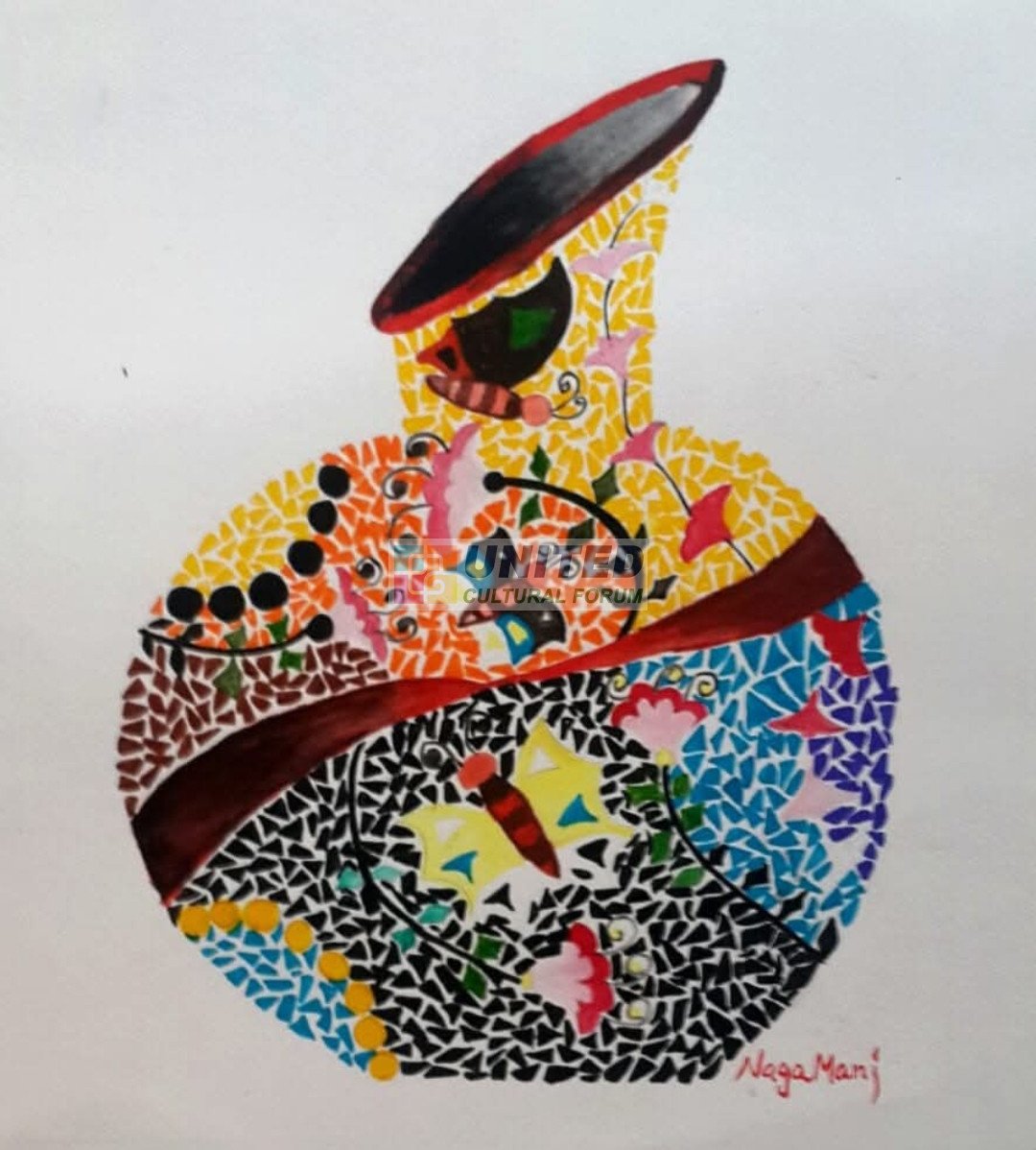 Vibrant Mosaic Pot Artwork